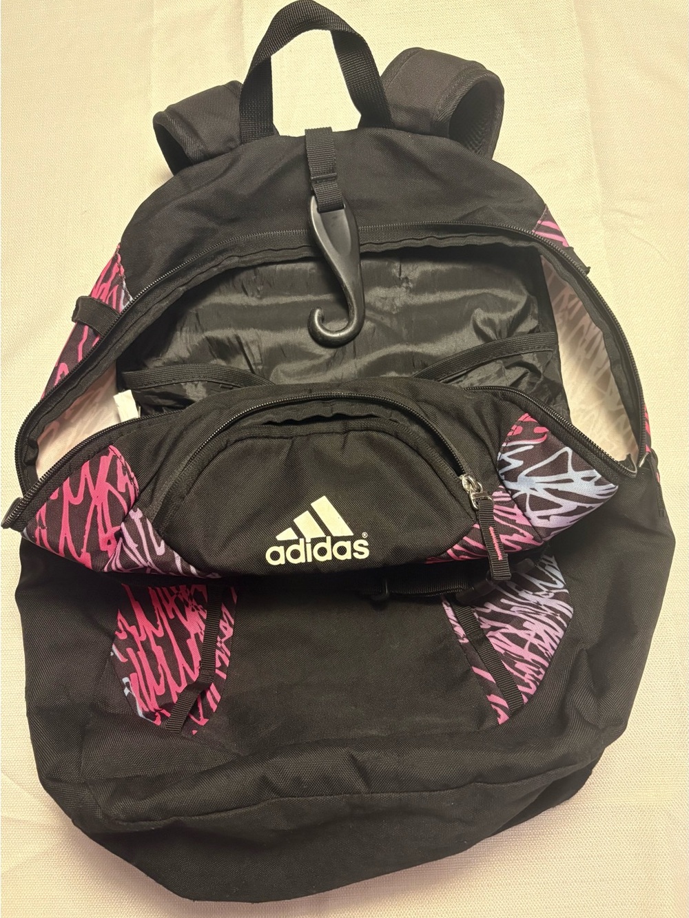 adidas Black Backpack with Pink & Lavender Graffiti Accents - Picture 4 of 6
